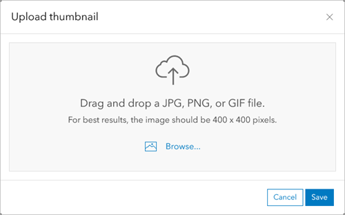 Upload thumbnail dialog box Upload thumbnail dialog box